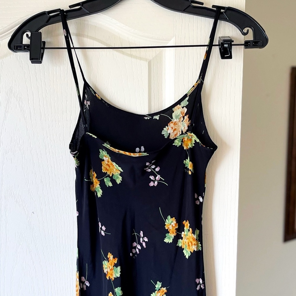 Réalisation Par Phoebe Slip Dress Floral Black Silk Maxi Blossom S EUC - Picture 7 of 11